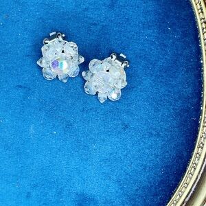 29u. AB Bicone Crystal Clip-On Earrings